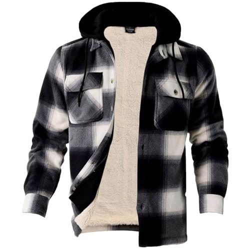 Image of LeeHanTon Mens Flannel Jacket Heavyweight Sherpa Fleece Jackets Outdoor Hiking Casual Soft Warm Coat with Pockets