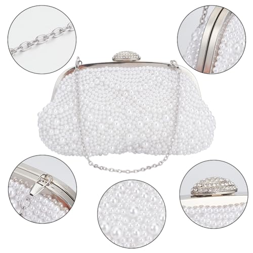 Sac de soirée WEBEEDY en perles blanches idéal pour mariage et soirée dansante - 5