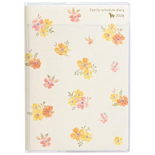 クツワ 手帳 家族手帳 2026年 B6 マンスリー 月曜始まり フラワーオレンジ 137SHA 2025年12月始まりのサムネイル