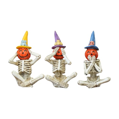 Fenayuu Figura decorativa di Halloween, Scheletro Scheletro in resina per tavolo – Decorazione da tavolo per guardare ascoltare, parlare, spaventoso, per soggiorno, casa infestata, giardino