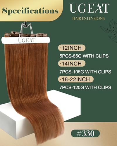 Image of Ugeat Human Hair Clip in Extensions Copper 18 Inch 7pcs 120g Appearance
