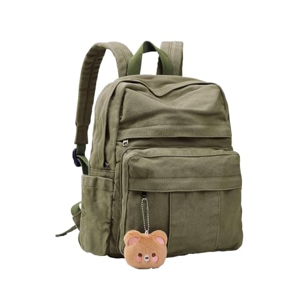 Phaoullzon-Medium-Canvas-Laptop-Backpack-for-Women-Girls-School-Backpacks-Vintage-College-Bookbag-Dark-Green Phaoullzon Medium Canvas Laptop Backpack for Women, Girls School Backpacks Vintage College Bookbag, Dark Green