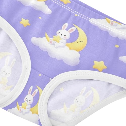 Cute Bunnies Moons Clouds Purple Little Girl Panties Girls Underwear Toddler Cotton Personalized Underpants Briefs 2t4