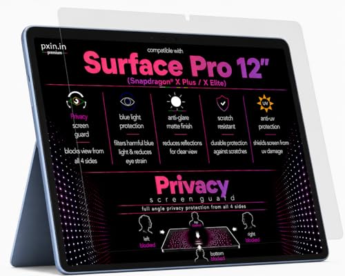 Image of Pxin 360 Pro Privacy Screen guard compatible with Surface Pro 12 inch | Anti Glare | Anti UV | Anti Blue | Anti Reflection | Privacy Filter | Unbreakable Build