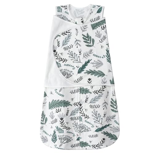 Image of ZIGJOY Sleep Sack Swaddle 1.0 TOG Baby Wearable Blanket 100% Cotton Baby Swaddle Blanket for Newborns 0-6 Months for Boy Girl, Leaf