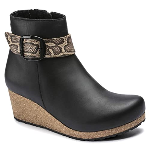 Birkenstock ELLI Women's Big Buckle, Leather, Zip Up Ankle Boots, Black Snake, Narrow Fit2