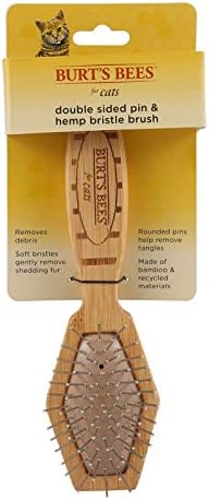 Burt's Bees for Pets Double Sided Pin & Bristle Brush | Removes Loose Fur & Prevents Matting | Ideal for Daily Cat Grooming