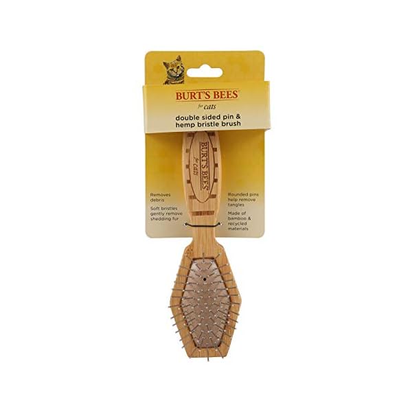 Burt's Bees for Cats 2-in-1 Double Sided Pin & Bristle Brush for Cats | One Side of Cat Brush Removes Loose Fur…