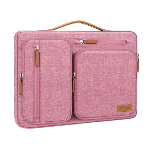 Image of MOSISO 360 Protective Laptop Case 13.3 inch, 13-13.3 inch Laptop Sleeve Compatible with MacBook Air /Pro 13 / Pro 14,HP Dell Acer ASUS,Side Open Carrying Case with 4 Zipper Pockets&Handle, Dusty Rose