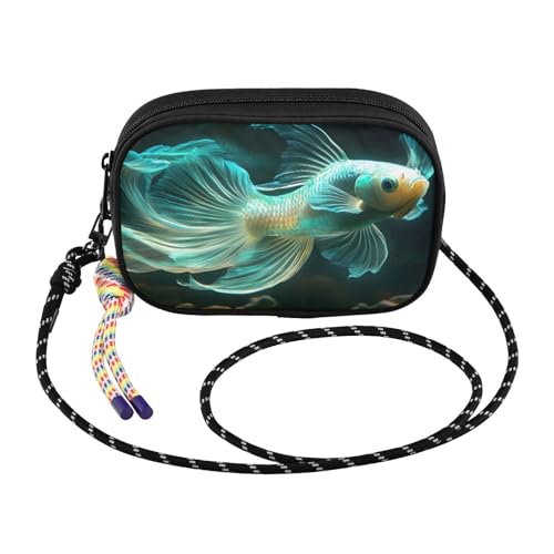 Small Crossbody Bags Fish Green Black for Women Cell Phone Purses Women's Shoulder Handbag Wallet Purse