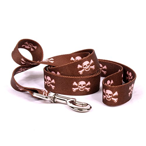 Image of Yellow Dog Design Standard Lead, Brown /Pink Skulls 3 /4 inch x 60 inch (5 ft.)
