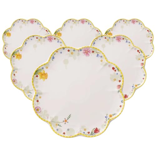 Villeroy & Boch Spring Awakening Speiseteller 6er Set, 27 cm, Porzellan, Weiß/Bunt
