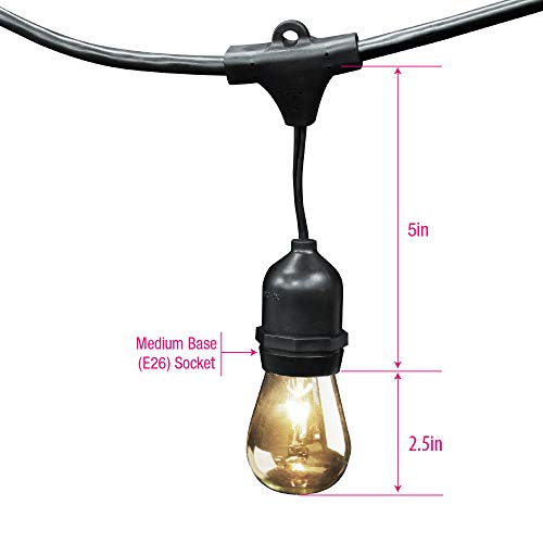 Image of Feit Electric 72041 30 Foot Heavy-Duty Weather Resistant Decorative Indoor and Outdoor 10 Sockets Incandescent String Lights, 30', 11W, Dimmable,Black