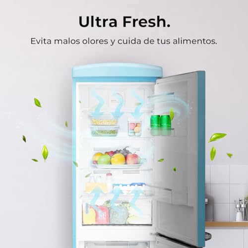 Cecotec Koelkast Combi 2 deuren Retro 294 L Bolero CoolMarket Combi Origin 294 Blue E Hoogte 190 cm 60 Breedte Total No Frost, Multi Cooling, Ultra Fresh, Convertible Box, Blauw - Image 8