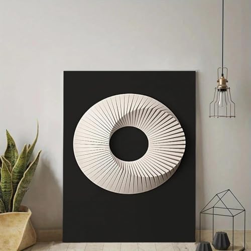 Peinture murale minimaliste noir et blanc déco maison moderne salon et couloir grand format