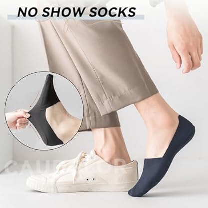 Caudblor Men Thin No Show Socks for Loafer, Invisible Low Cut Liners No See Non Slip Sock 6 Pairs - Image 3