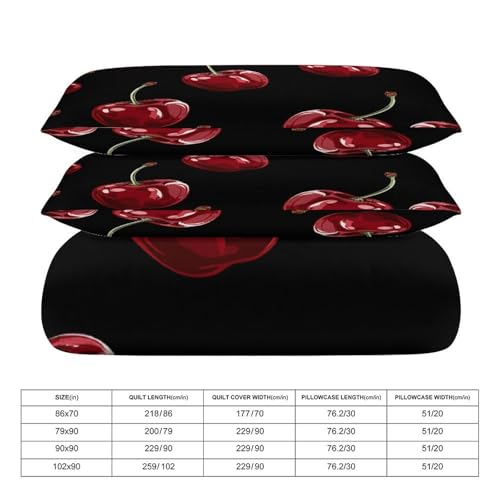 Housse de couette ultra douce et respirante 218x177 cm motif cerise - 3