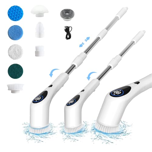 Electric Spin Scrubber, Upgraded Electric Cleaning Brush With Adjustable Handle And 9 Replaceable Heads, 3 Adjustable Speeds, Electric Scrubbing Brush for Bathroom, Sink, Kitchen, Car, Floor, Tile