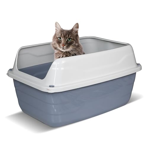 Snugsy Lettiera Gatto Grande Toilette per Gatti Aperto con Bordi Molto Alti Facile da Pulire 56 x 40 cm XL Grigio