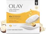Olay Beauty Bar, Ultra Moisture,10x More Moisturizers, Nourishing Conditioners, Smooth & Gentle on Skin, Vitamin B3 Complex, For All Skin Types, Shea Butter Scent, 3.17 oz, (Pack of 12)