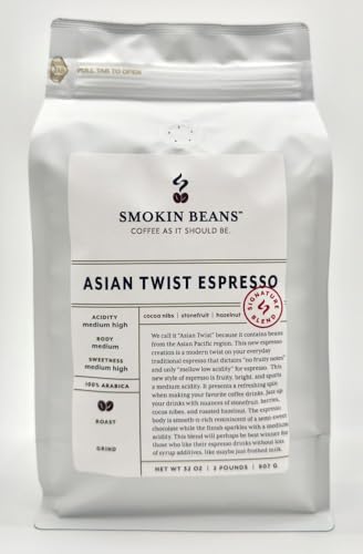 Smokin Beans Café Espresso Asiático en Grano 2 Libras