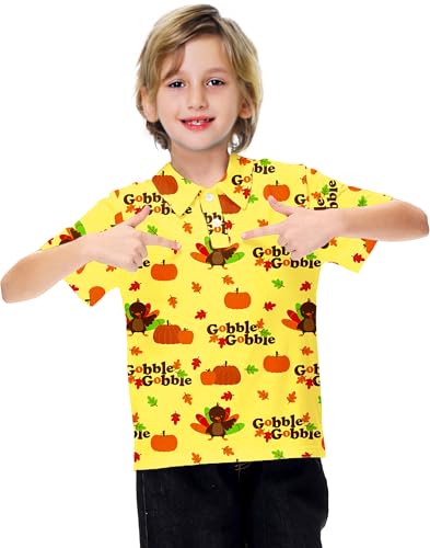 Image of AOBUTE Kids 4th of July Polo American Flag Short Sleeve Button Down Shirts Tops 3-14 Years