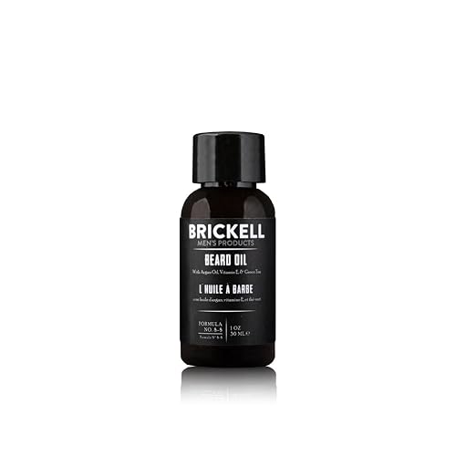 Brickell Men's Beard Oil for Men, Argan and Jojoba Oil to Strengthen and Soften Hair, With Vitamin E, 1 Ounce, Scented