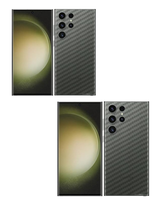 Image of (Pack of 2) Compatible with Skin Sticker /Vinyl wrap /Protective Film Mobile Back Skin Carbon Fiber 3D Transparent by Candeal Mizhan(Only Back) (Samsung, Samsung Galaxy S23 Ultra 5G)