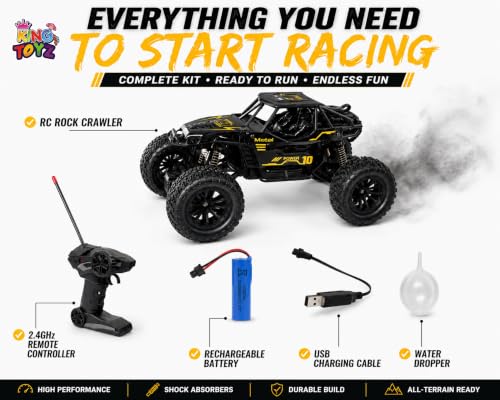 Image of Rock Crawler RC Car, 4 Functions, Rechargeable Remote Control Climbing Car with Fog Effect for Kids-Black