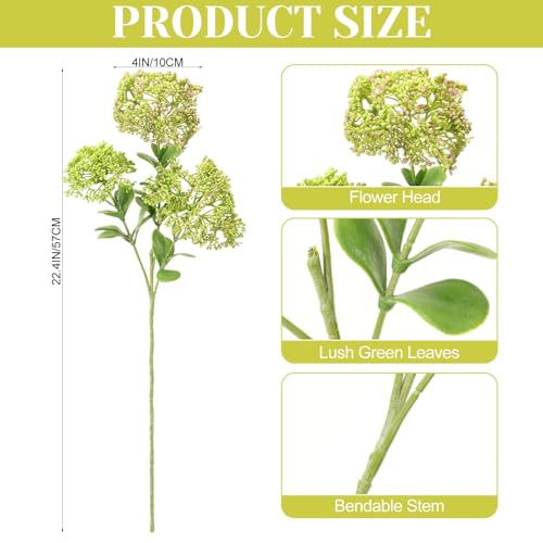 Image of 4 Pcs Artificial Flowers for Decoration, 23 Inch Faux Berry Stems Faux Skimmia Spray with Leaves Fake Flowers for Vase Home Table Floral Arrangement Wedding Decor(Green,Classic)