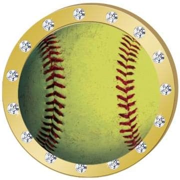Crown Awards Softball Gold Rhinestone Pin, Gold Softball Pins Prime
