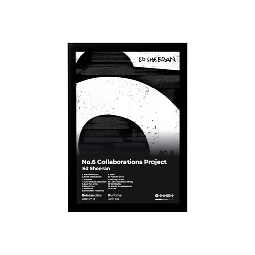 Image of BLINKART ED SHEERAN- No.6 Collaborations Project Wall Photo Frames | Wall Art for Bedroom, Living Room, Studio or Office | Album Cover Print with Spotify Song Link QR Code | Gift for Fans - 8x12 In