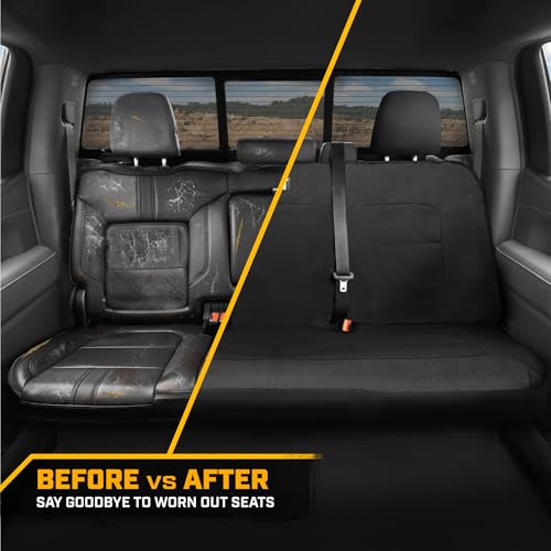 Image of CAT MeshFlex Black Rear Seat Cover for Cars, SUVs & Mid-Size Pickup Trucks - Durable 60 /40 Split Rear Bench Seat Protector, Back Seat Cover, Interior Auto Accessory, Not for Full-Size Pickup Trucks