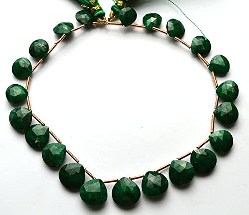 Émeraude naturelle perles facettées cœur 8-11mm LKBEADS fil création bijoux