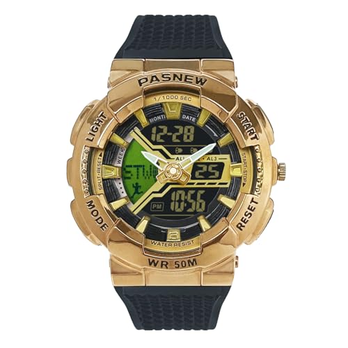 Image of PASNEW Boys' Watches - Dual Display, Large Dial Sport Watch, Black Outdoor Watch for Boys & Teens - Waterproof
