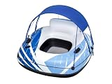 Canopy River Tube – Inflatable Lake & River Float with Removable Sunshade, Puncture-Resistant PVC, Mesh Bottom & Backrest, Cup Holder, Wrap-Around Grab Rope, Connects to Other Tubes