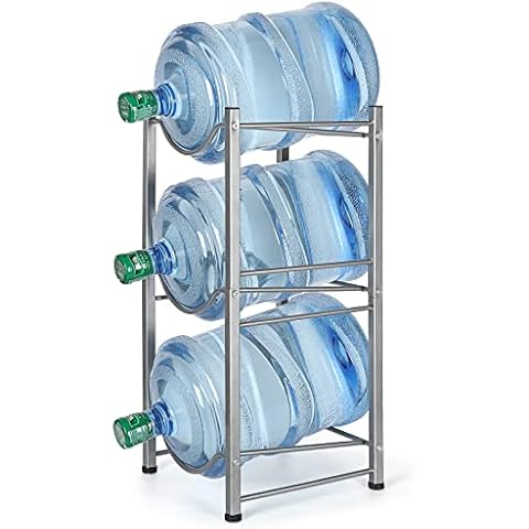 Water Cooler Jug Rack 5 Gallon Water Bottle Holder 3 Tier Heavy Duty Water Jug Rack Kitchen Storage Organizer for Water Dispenser, Save Space, Silver Cover