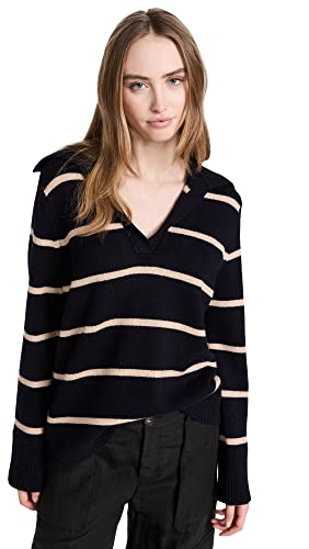 Image of Vince Women's Johny Collar Stripped Easy Sweater