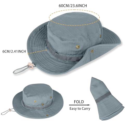 Image of Sun Hats for Men Women Boonie Hat UPF 50+ Bucket Hat Wide Brim UV Protection Fishing Hiking Safari Outdoor Hats