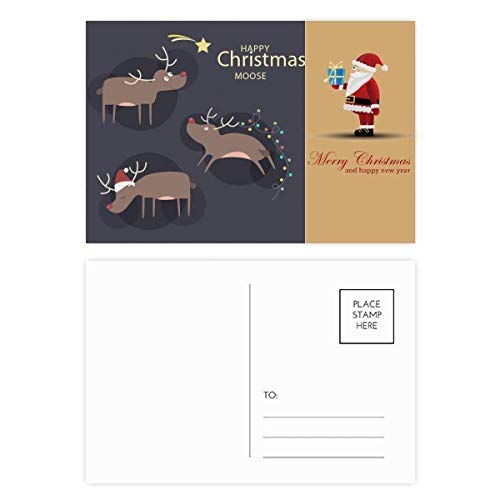Cartes postales rennes et orignal de Noël : lot 20 cartes de vœux hiver et correspondance hivernale