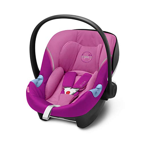 CYBEX Gold Babyschale Aton M i-Size, Inkl. Neugeboreneneinlage, Für Kinder ab 45 cm bis 87 cm, Max. 13 kg, Magnolia Pink