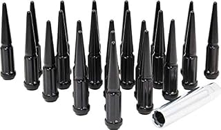 Wheel Accessories Parts Set of 24 Black Spiked Solid Metal Lug Nuts M14x1.5