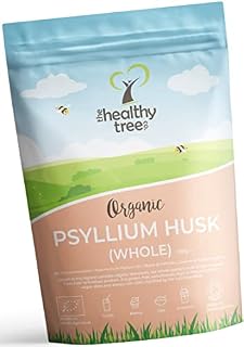 Organic Psyllium Husk (Whole) by TheHealthyTree Company - High Fibre Prebiotic - Vegan, Gluten Free Pure Organic Psyllium Husks (250g)