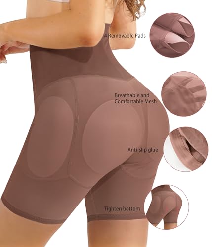 Image of Irisnaya Women Shapewear Control Panties Body Shaper Butt Lifter Padded Hip Enhancer Seamless Underwear Hi- Waist Short
