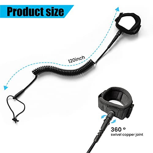 Foto von Aicharynic Surfboard Leash, SUP Surf Sicherheitsfuß Seil, SUP Leash Surfboard Sup Sicherheitsleine, Paddle Board Fußseil, Surf Traktion Seil Zubehör, TPU Paddle Leash mit Fußschlaufe Klettverschluss