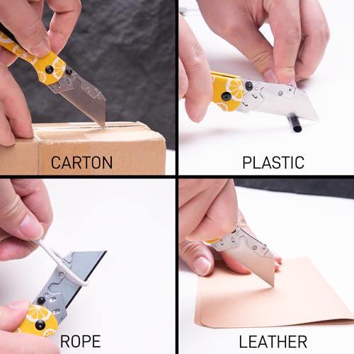 Image of CJRB Boxer Pocket Folding Utility Knife, EDC Knife with 10PCS Total Blades, Small Pocket Knife with G10 Handle for Men Women(J1967 Lemon Yellow)