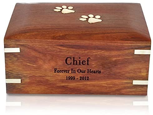 Memorial Gallery Forever Paw Prints Wooden Box Pet Urn - Personalized