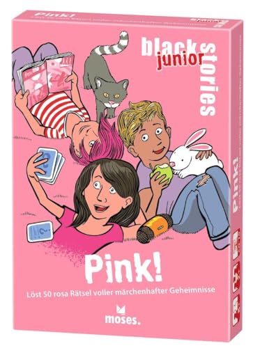 Moses. Black Stories junior Pink! – 50 rosa Rätsel voller märchenhafter Geheimnisse, Rätsel Kartenspiel mit Spielvariante und Punktechips, Rätselspiel für Kinder ab 8 Jahren