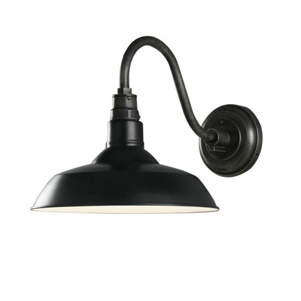 JYBNBBE Gooseneck Barn Wall Light, Industrial Vintage Black Aluminum Outdoor Indoor E27 Sconce
