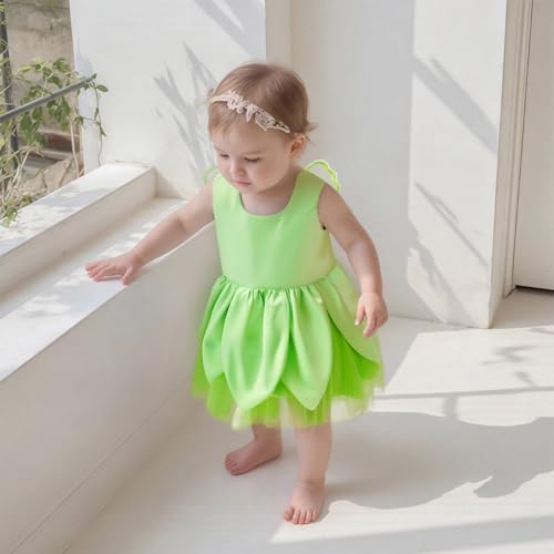 Toddler Baby Girl Butterfly Wings Green Fairy Dress Sleeveless A-line Princess Party Birthday Tulle Dresses4